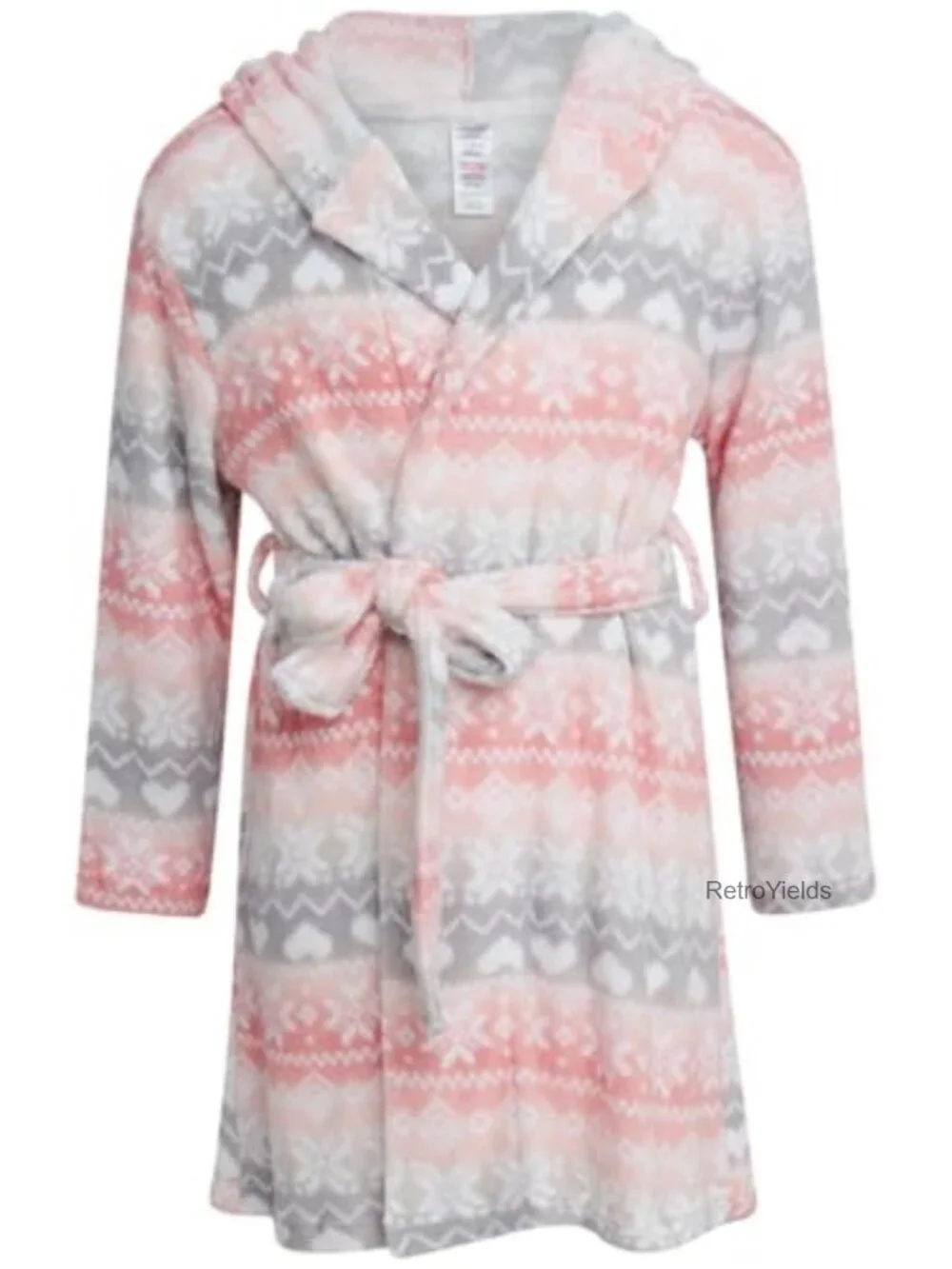 Girls Plush Fleece Hooded Robe with Tie Belt and Pockets
